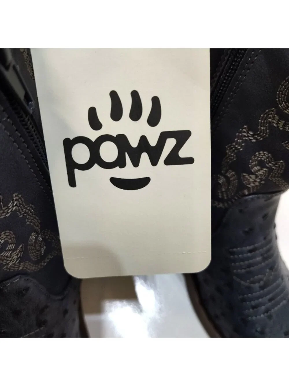 Pawz CB Childrens Western Boots Embroidered Design Ostrich Texture Boys 13 NWT